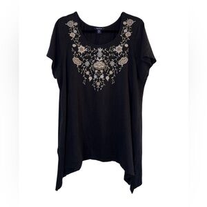 Terre Bleue Black Embroidered Top